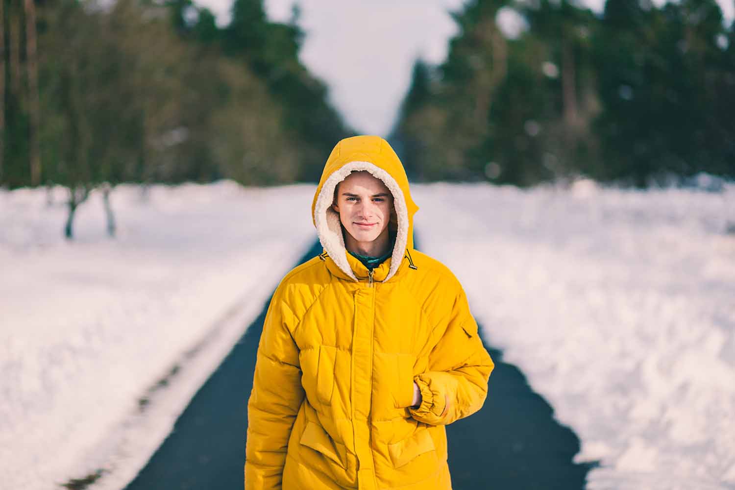 a person in a yellow coat